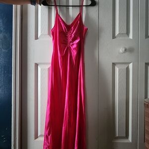 Vibrant Pink Satin Slip Dress